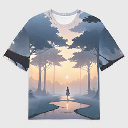 Футболка оверсайз мужская В лесу на закате, цвет: 3D-принт