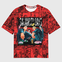 Футболка оверсайз мужская Дни сакамото герои, цвет: 3D-принт