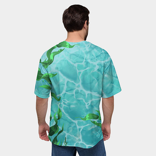 Мужская футболка оверсайз Парень и русалочка / 3D-принт – фото 4