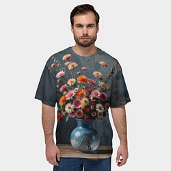 Футболка оверсайз мужская Натюрморт с букетом, цвет: 3D-принт — фото 2