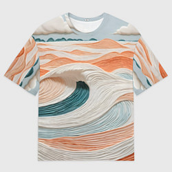 Футболка оверсайз мужская Персиковые волны, цвет: 3D-принт
