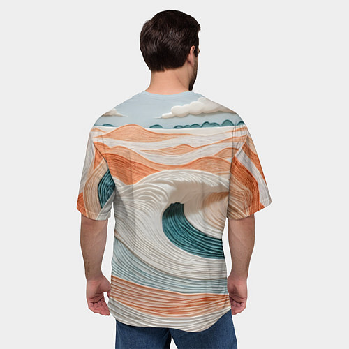 Мужская футболка оверсайз Персиковые волны / 3D-принт – фото 4