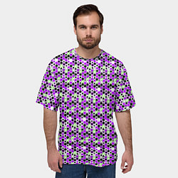Футболка оверсайз мужская Киберпанк шестиугольники фиолетовые, цвет: 3D-принт — фото 2