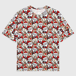 Футболка оверсайз мужская Деды Морозы олени снеговики, цвет: 3D-принт