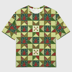 Футболка оверсайз мужская Лоскутный рождественский узор, цвет: 3D-принт