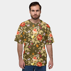 Футболка оверсайз мужская Розы садовые и цветы полевые, цвет: 3D-принт — фото 2