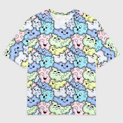 Мужская футболка оверсайз Милые облачка мультяшные