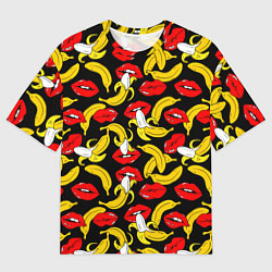 Футболка оверсайз мужская Губы и бананы, цвет: 3D-принт
