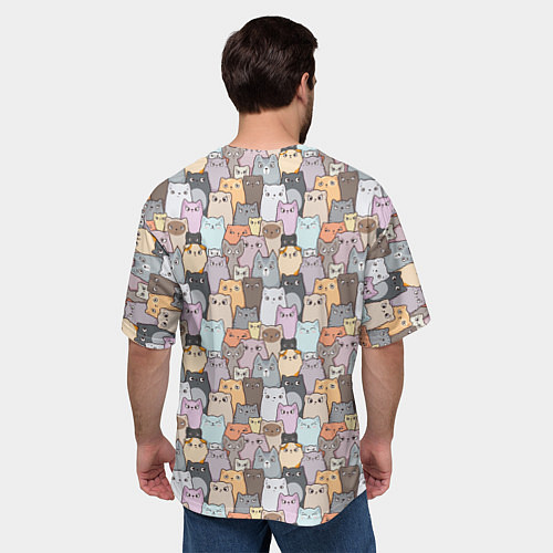 Мужская футболка оверсайз Котики / 3D-принт – фото 4