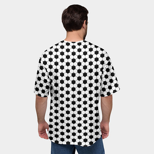 Мужская футболка оверсайз Текстура футбольного мяча / 3D-принт – фото 4