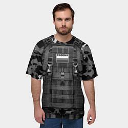 Футболка оверсайз мужская Бронежилет - черный камуфляж, цвет: 3D-принт — фото 2