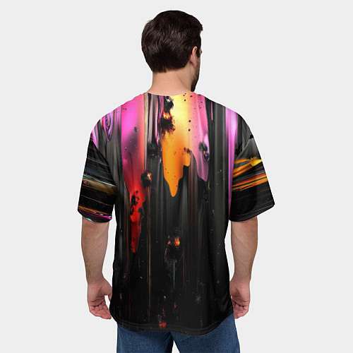 Мужская футболка оверсайз Разноцветная рельефная краска текстура / 3D-принт – фото 4