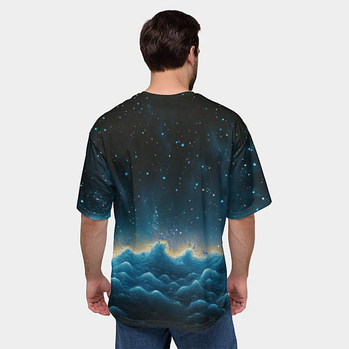 Мужская футболка оверсайз Облака и черное небо текстура / 3D-принт – фото 4