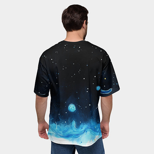 Мужская футболка оверсайз Синяя светящееся краска / 3D-принт – фото 4