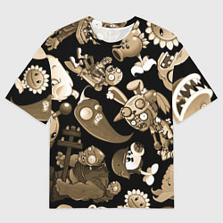 Футболка оверсайз мужская Растения против зомби в бежевом цвете, цвет: 3D-принт