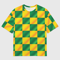 Мужская футболка оверсайз Желтый и зеленый геометрический паттерн