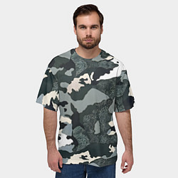Футболка оверсайз мужская Темно зеленый камуфляж, цвет: 3D-принт — фото 2