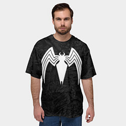 Футболка оверсайз мужская Знак венома с текстурой симбиота, цвет: 3D-принт — фото 2