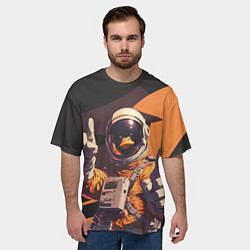 Футболка оверсайз мужская Птичий астронавт, цвет: 3D-принт — фото 2