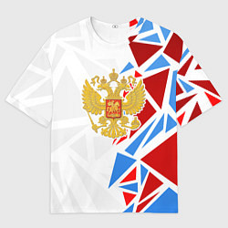 Футболка оверсайз мужская Герб России - фрагментация цветов, цвет: 3D-принт