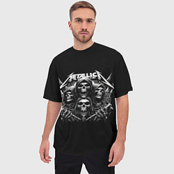 Футболка оверсайз мужская Metallica - four skulls, цвет: 3D-принт — фото 2