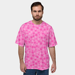Футболка оверсайз мужская Малиново розовые пузыри и горохи, цвет: 3D-принт — фото 2