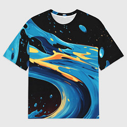 Футболка оверсайз мужская Синяя волна из красок, цвет: 3D-принт