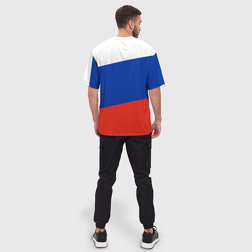 Мужская футболка оверсайз Россия флаг с гербом / 3D-принт – фото 4