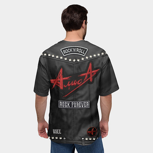 Мужская футболка оверсайз Рокерская косуха с нашивками Алиса / 3D-принт – фото 4