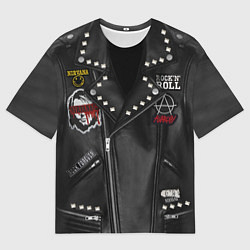 Футболка оверсайз мужская Косуха рокерская с нашивками Nirvana, цвет: 3D-принт