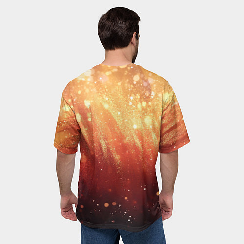 Мужская футболка оверсайз Желто-красная текстура блестящая / 3D-принт – фото 4
