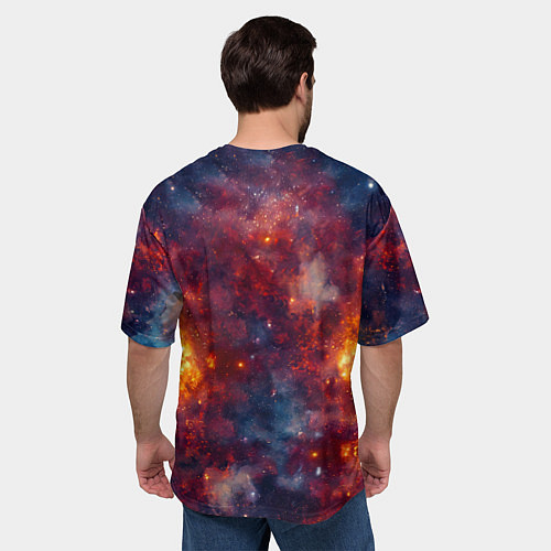 Мужская футболка оверсайз Американский булль в космосе / 3D-принт – фото 4