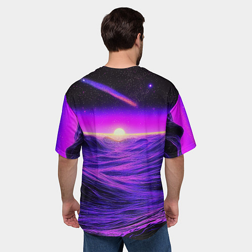 Мужская футболка оверсайз Космический пейзаж и комета / 3D-принт – фото 4