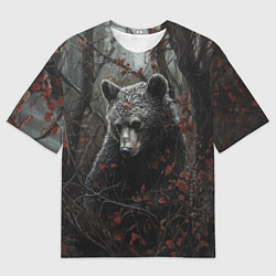 Футболка оверсайз мужская Бурый мишка в дремучем лесу, цвет: 3D-принт