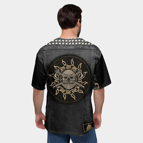 Мужская футболка оверсайз Джинсовка с славянским викингом и татуировками / 3D-принт – фото 4