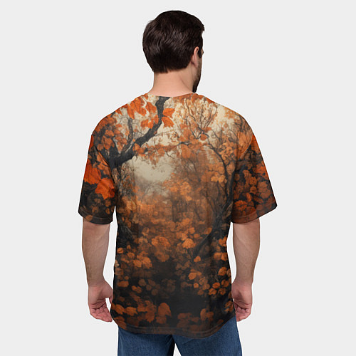 Мужская футболка оверсайз Лис в лесной чаще / 3D-принт – фото 4