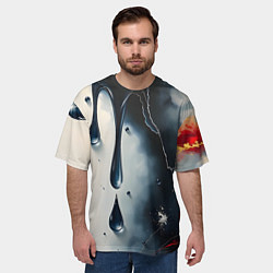 Футболка оверсайз мужская Сюрреалистичная абстракция с каплями, цвет: 3D-принт — фото 2