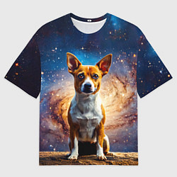 Футболка оверсайз мужская Басенджи в космосе, цвет: 3D-принт
