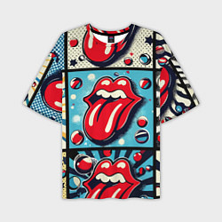 Футболка оверсайз мужская Rolling Stones logo - pop art, цвет: 3D-принт