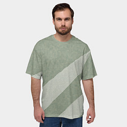Футболка оверсайз мужская Светлый серо-зелёный абстрактный, цвет: 3D-принт — фото 2