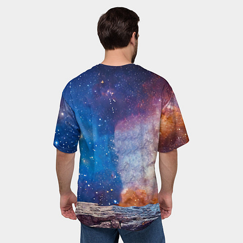 Мужская футболка оверсайз Бигль в космосе / 3D-принт – фото 4