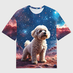 Футболка оверсайз мужская Бишон в космосе, цвет: 3D-принт