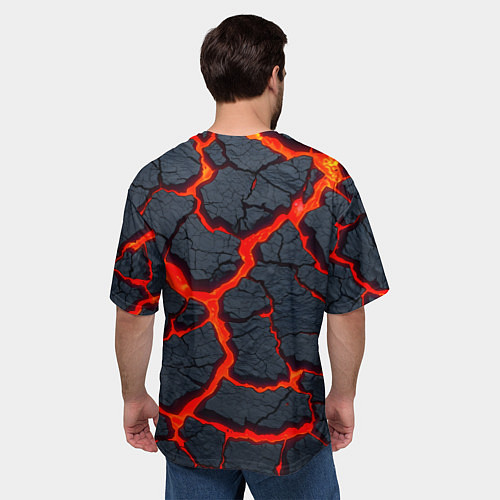 Мужская футболка оверсайз Текущая в породе лава / 3D-принт – фото 4