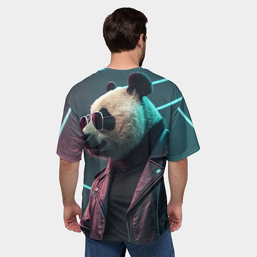 Мужская футболка оверсайз Cyberpunk panda / 3D-принт – фото 4