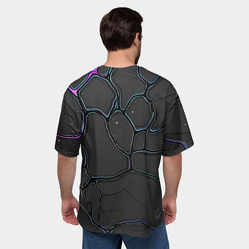 Мужская футболка оверсайз Плита хай-тек текстура / 3D-принт – фото 4