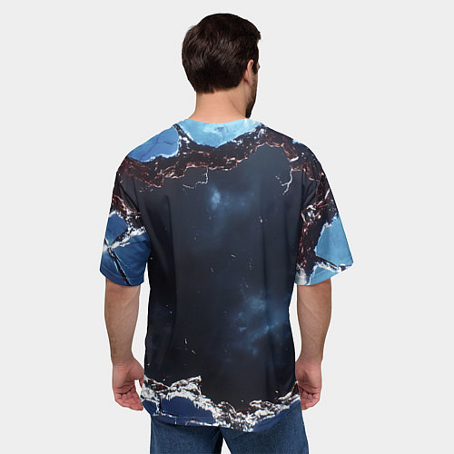 Мужская футболка оверсайз Объемная дыра в стене текстура / 3D-принт – фото 4