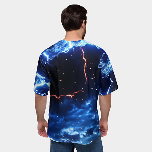 Мужская футболка оверсайз Звезды и молнии в разломе плит / 3D-принт – фото 4