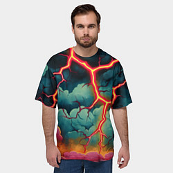 Футболка оверсайз мужская Молнии в виде разлома, цвет: 3D-принт — фото 2