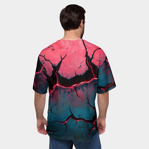 Мужская футболка оверсайз Объемные разломы текстура / 3D-принт – фото 4
