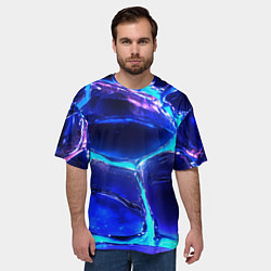 Футболка оверсайз мужская Объемные плиты в неоновом свечение, цвет: 3D-принт — фото 2